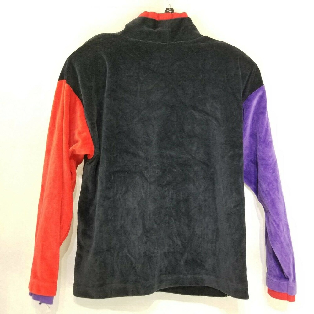 Vintage 80'S Retro Velour Color Block Sweater Sweatshirt Marissa Jamesway M NOS - Picture 7 of 12